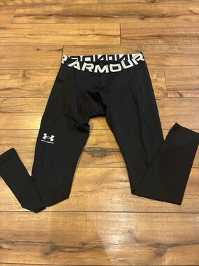Under Armour Black Compression Tights with Bold Branded Waistband Cold Gear